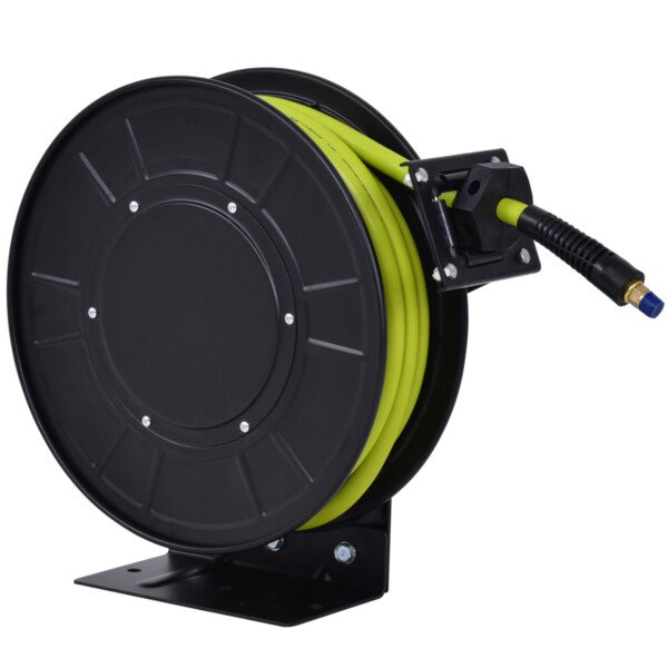 Automatinė 15 m suspausto oro žarnos ritė su būgnu (Juoda)