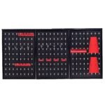 Perforuota įrankių sienelė 120x60 cm su 17 dalių laikiklių rinkiniu (Juoda)