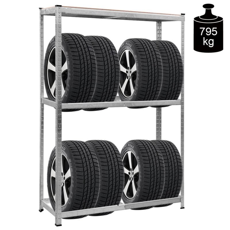 Tvirtas modulinis padangų stelažas dirbtuvėms (Juoda)