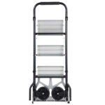 Sulankstomas transportavimo vežimėlis su 3 pakopų kopėčiomis (Juoda ir sidabrinė)