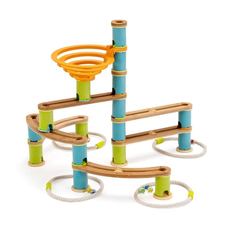 Medinis bambukinis konstravimo rinkinys su kamuoliukais vaikams (Įvairiaspalvė)