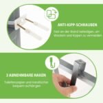 Vonios laikymo lentyna su trimis lentynomis ir reguliuojama skersine juosta (Pilka)