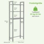 Vonios laikymo lentyna su trimis lentynomis ir reguliuojama skersine juosta (Pilka)