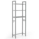 Vonios laikymo lentyna su trimis lentynomis ir reguliuojama skersine juosta (Pilka)