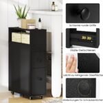 Kompaktiška vonios spintelė su stalčiais ir laikikliu (Juoda)