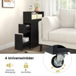 Kompaktiška vonios spintelė su stalčiais ir laikikliu (Juoda)