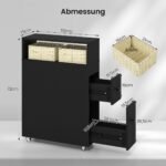 Kompaktiška vonios spintelė su stalčiais ir laikikliu (Juoda)