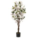 Dirbtinis bougainvillea medis su žiedais 120 cm (Balta)