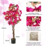 Dirbtinis bougainvillea medis 120 cm su rausvomis gėlėmis (Rožinė)