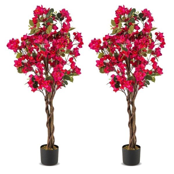 Dirbtinis bougainvillea medis 120 cm su rausvomis gėlėmis (Rožinė)