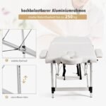 Sulankstomas masažinis stalas su atlenkiama galvos atrama (Balta)
