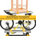 Sulankstomas darbinis stalas su 8 spaustuvais ir 7 pakopų aukščio reguliavimu 100 kg keliamoji galia (Juoda)