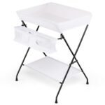 Nešiojamas kūdikio vystymo stalas su daiktadėže (Balta)