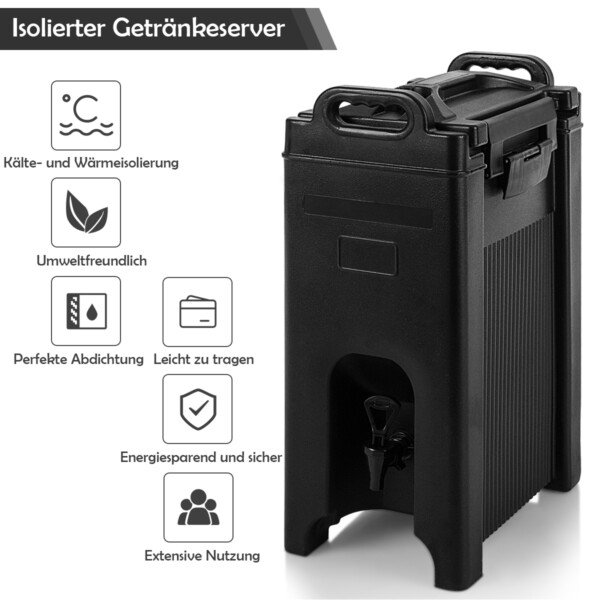 Izoliuotas 20 litrų gėrimų serveris (Juoda)