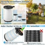 Sulankstomas lauko stalas su dviem teleskopinėmis LED taburetėmis (Juoda ir balta)