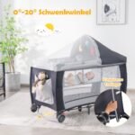 Daugiafunkcė sulankstoma 4-in-1 kūdikio lovytė-čiužinys (Pilka)