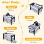 Daugiafunkcė sulankstoma 4-in-1 kūdikio lovytė-čiužinys (Pilka)