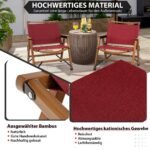 Sulankstoma kempingo kėdė bambuko rėmu (Raudona)