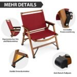 Sulankstoma kempingo kėdė bambuko rėmu (Raudona)