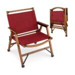 Sulankstoma kempingo kėdė bambuko rėmu (Raudona)