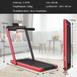 Elektrinis sulankstomas 2-in-1 bėgimo takelis su LED ekranais ir Bluetooth (Raudona)