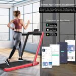 Elektrinis sulankstomas 2-in-1 bėgimo takelis su LED ekranais ir Bluetooth (Raudona)