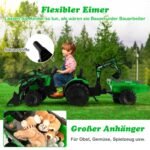 Elektrinis vaikiškas traktorius su priekaba ir kaušu (Žalia)