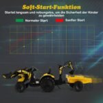 Elektrinis vaikiškas traktorius su priekaba ir kaušu (Geltona)