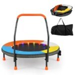 Vaikiškas mini batutas su LED apšvietimu ir rankena (Spalvotas)