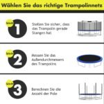 Apsauginis tinklas trampolino priedui (Ø 487 cm) su užtrauktuku (Juoda)