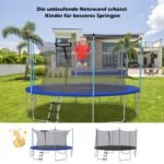Trampolino apsauginis tinklas 305 cm 6 atramos (Juoda)