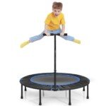 Sulankstomas mini treniruočių batutas su reguliuojamo aukščio rankena (Juoda)