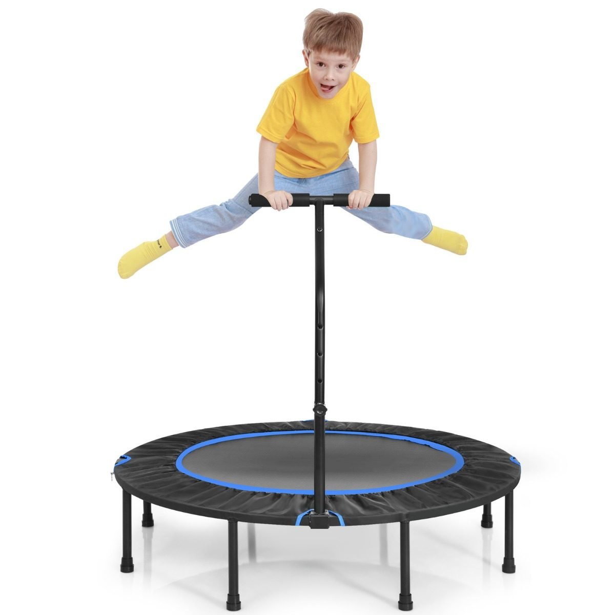 trampolin-sp37395bl_2_ Sulankstomas mini treniruočių batutas su reguliuojamo aukščio rankena (Juoda)