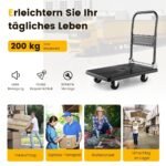 Sulankstomas platforminis vežimėlis 200 kg (Juoda)