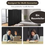 Sulankstoma trijų panelių kambario pertvara ant ratukų (Juoda)