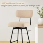 Baro kėdės 2 vnt. su 360° pasukimu ir paminkštinta sėdyne (Smėlio)