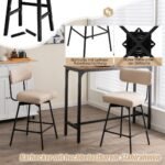 Baro kėdės 2 vnt. su 360° pasukimu ir paminkštinta sėdyne (Smėlio)