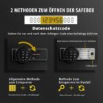 Elektroninis seifas su skaitmenine klaviatūra ir raktais 40 x 30 x 31 cm (Juoda)