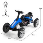 Vaikiškas pedalais varomas kartingas su neslystančiais ratais (Mėlyna)