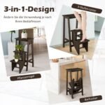 Sulankstomos 3 pakopų medinės kopėčios-taburetė su rankena (Ruda)