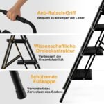 Sulankstomos metalinės kopėčios su trimis pakopomis (Juoda)