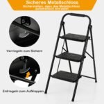Sulankstomos metalinės kopėčios su trimis pakopomis (Juoda)