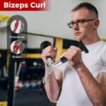 Sporto salės priedų rinkinys: V-rankena D-rankena tiesioji rankena ir tricepso virvė (Juoda ir sidabrinė)