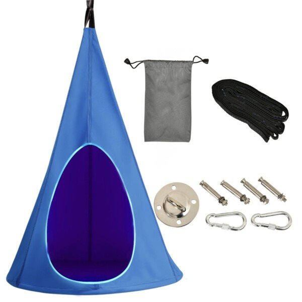 Vaikiška pakabinama supynė su dviem langais (Mėlyna)