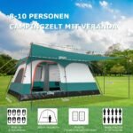 Didelė kempingo palapinė su priekaba ir dviem kambariais (Žalia)