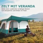 Didelė 8-10 asmenų kempingo palapinė su veranda (Žalia)