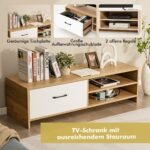 TV stovas su stalčiumi ir atviromis lentynomis (Natūrali)