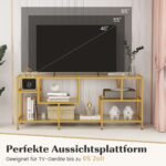 TV spintelė su 65 colių įstrižainės palaikymu ir didele talpa (Auksinė)