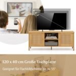 TV staliukas su 2 durelėmis ir atviromis lentynomis 120x40x48 cm (Natūrali)