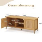 TV staliukas su 2 durelėmis ir atviromis lentynomis 120x40x48 cm (Natūrali)